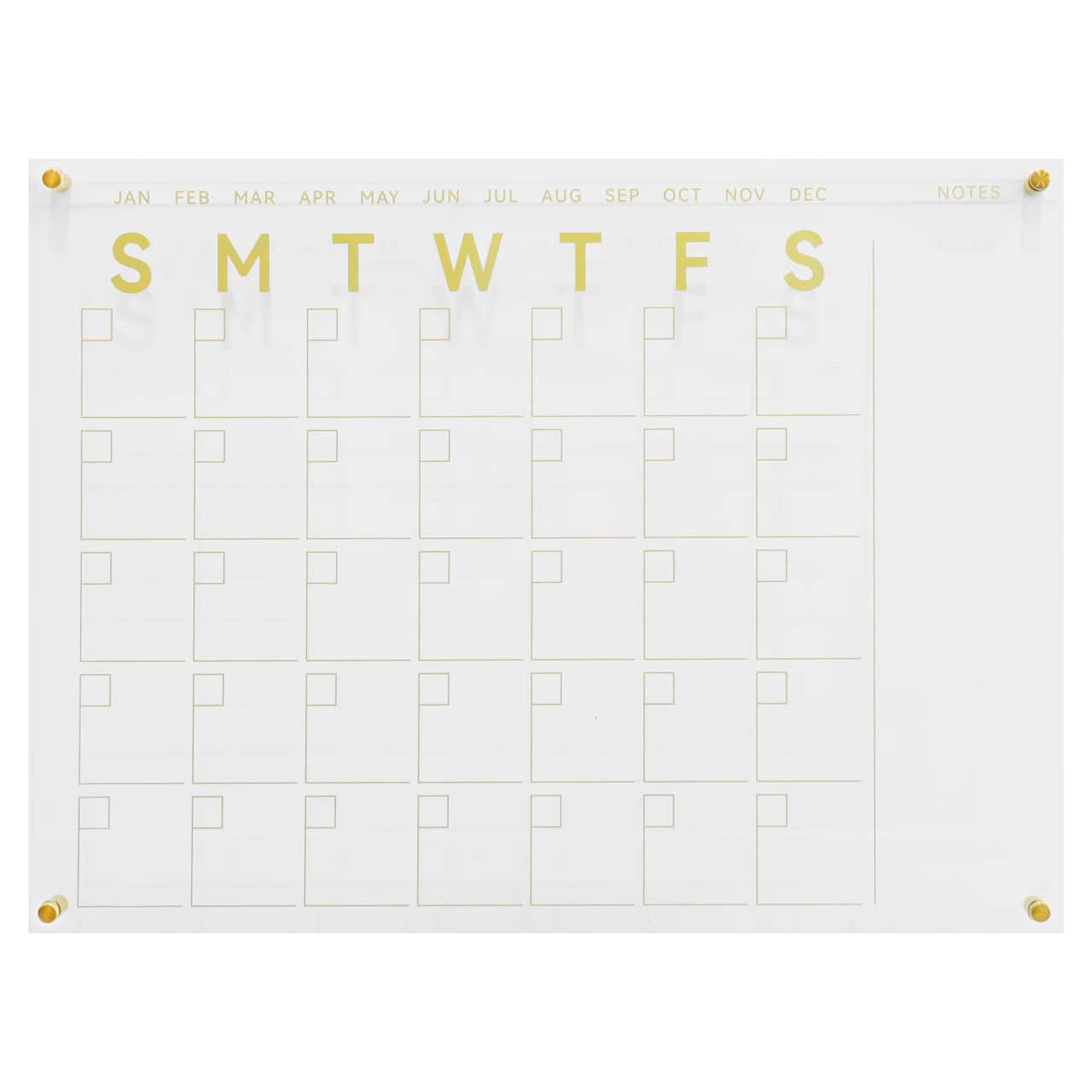 Calendrier effaçable à sec en acrylique transparent de 61 cm x 45,7 cm d’Ashland